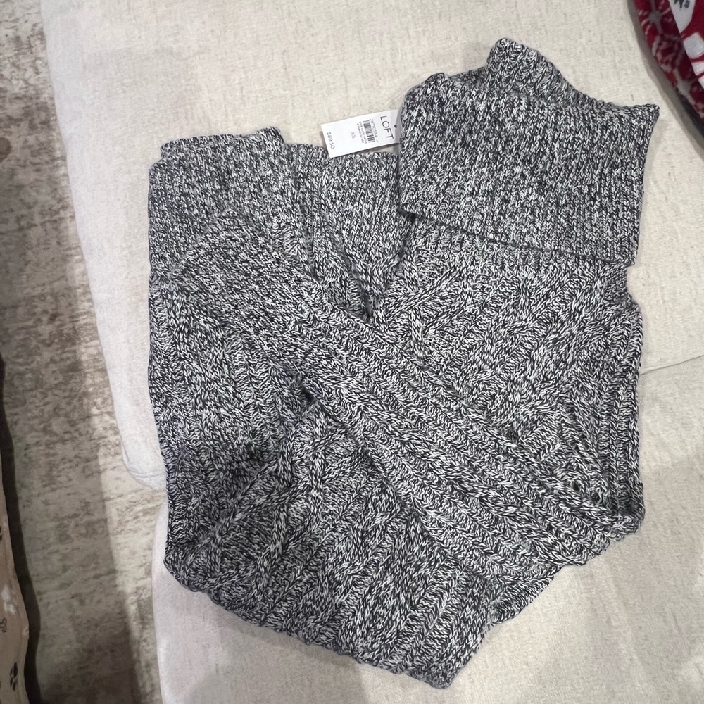 Loft Gray Knit Turtleneck Sweater